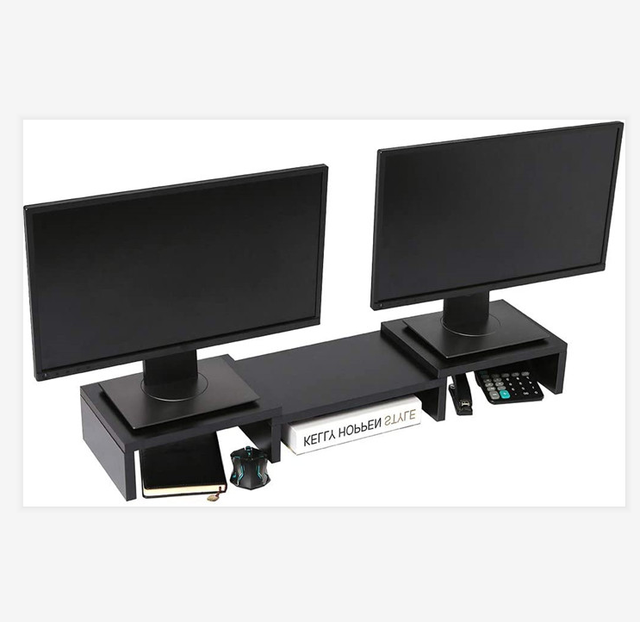 Wood Adjustable Length Monitor Table Stand Rise Multi Screen Stand Desktop Stand Storage Organizer