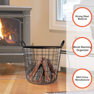 Factory Custom <strong>Fireplace</strong> Indoor Accessories Modern Black Metal Robust <strong>Log</strong> Multi Utility <strong>Basket</strong> for Outdoor Firewood Storage - Product Image 3