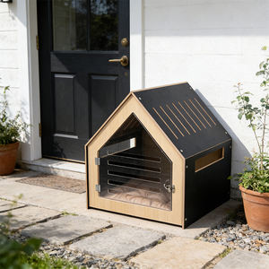 Nouvelle Maison pour Chiots <span class=keywords><strong>en</strong></span> Bois Écologique Style 2026, avec Porte Triangulaire Rayée, Cage Intérieure Tendance pour Chiens, Maison pour Chats, Lit pour Chiens, Niche pour Animaux de Compagnie - Product Image 2