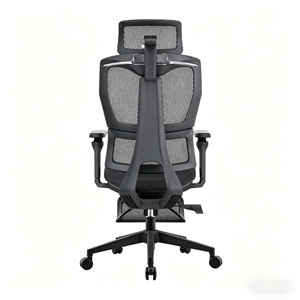 Silla de Oficina Ergonómica Negra de Malla con Respaldo Alto y Reposapiés, Reposabrazos Ajustables, Base Giratoria de <span class=keywords><strong>Aluminio</strong></span>, Silla de Escritorio para Jefes - Product Image 5