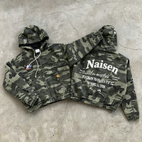 Sweat-shirt personnalisé brodé, imprimé sur toile, streetwear, coupe ample, zippé, oversize, effet vieilli, camouflage, veste de travail pour homme