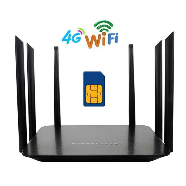 Low Price 32 Users 2*2MIMO Plug and Play SIM Card Slot 4G LTE CPE 6 Antennas Wireless Cellular Modem Dual Band WiFi Router 4G