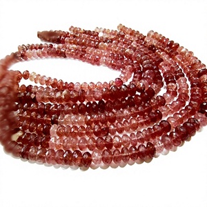 Perles de quartz fraise naturel, facettées, rondes, 11-12 mm, brin de 8 pouces de long - Product Image 1