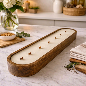 Cuenco Artesanal de Madera para Velas y Adornos, Forma Cuadrada Rústica, Decoración Navideña para el Hogar, para Hacer Velas - Product Image 1