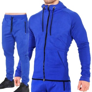 Pleine manches longues fermeture bleu couleur hommes survêtement - Product Image 1