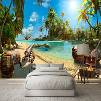 Papier peint mural 3D personnalisé de toutes tailles, décoration intérieure, plage de sable, cocotiers, paysage d'île, peinture murale, papier peint photo