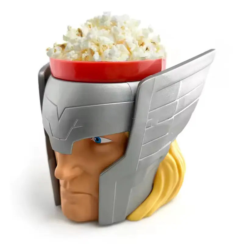 Custom 3D Character Plastic Popcorn Snack Chip Mug Cup 16oz 32oz Movie Sports Cartoon Popcorn Bucket Mugs with Handle