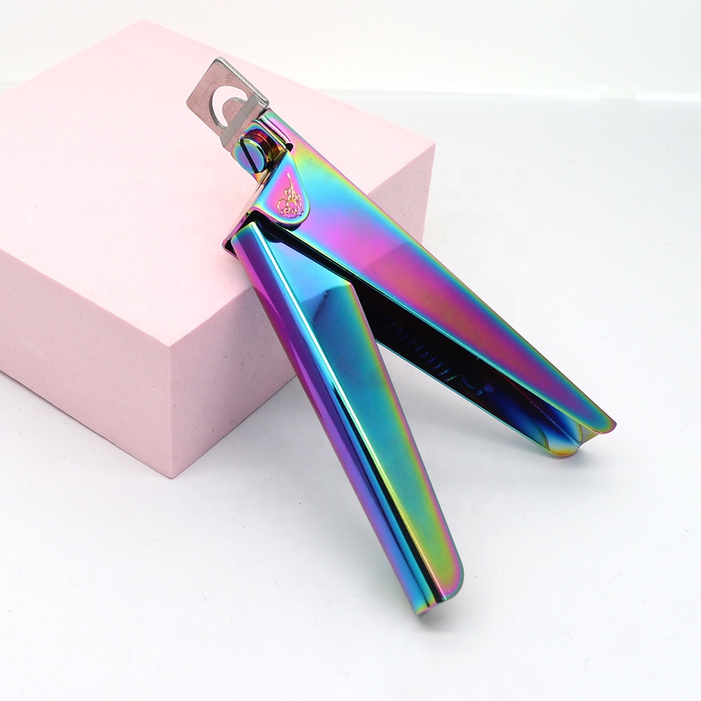 Yeni gökkuşağı paslanmaz çelik tırnak makası U şekli Clippers UV jel yanlış tırnak ipuçları kesici pedikür