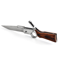 Couteau de chasse pliant en acier inoxydable avec mini lampe torche LED, design tactique de poche pour protection extérieure, acier+bois, OEM 1