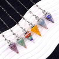 Pendule en forme d'étoile et de lune, pointe hexagonale, en cristal, agate, pierre en copeaux, résine, pierre précieuse, outil de radiesthésie, vente en gros
