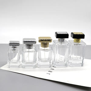 Crystal White <b>Glass</b> Perfume Bottle 50ml 30ml Spray and 100ml <b>Square</b> Empty Bottle with Crown Cap for Diffuser and Packaging - Product Image 2