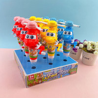 Sucettes en gros en plastique en forme de robot, surprises remplies de bonbons, bonbons durs en gelée, jouets bonbons pas chers, cadeaux de dessins animés pour enfants