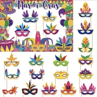 Nouvel ensemble de 21 accessoires de cadre photo en papier à thème amusant, multicolore, motif floral moderne, pour fête brésilienne