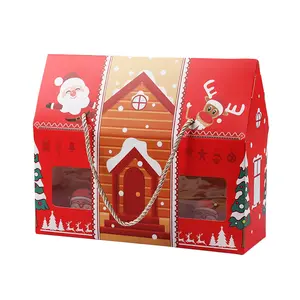 Creative House Shaped Gift Boxes Christmas Paper Box Cupcake Christmas Gift Packaging Boxes With Handle