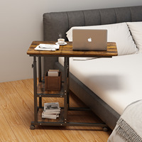 Mesa Auxiliar Multifuncional de Madera Plegable para Sala de Estar, Ajustable en Altura, con Almacenamiento Móvil y Cerradura
