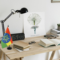 Usine Chaude Éthiopie Drapeau Polyester Matériel Bureau Décoration De Bureau ABS Base En Plastique Plus Mât De Drapeau