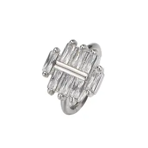 ASTM F136 титановые распашные сегментные кольца с прямоугольным цирконием Clicker пирсинг