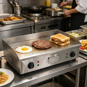 Gril commercial à surface plate à chauffage rapide, 4400W, 220-240V, pour la cuisson de viande, steak, fruits de mer, pâtes, base de pain - Product Image 3