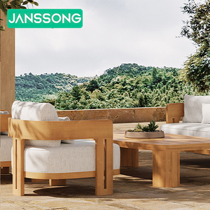 Muebles de madera de teca impermeables modernos de lujo con cojines para sala de estar, balcón, jardín, Patio, Hotel, sofá modular seccional para exteriores - Product Image 4