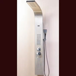 Système de douche mural YF de luxe en acier inoxydable brossé or champagne avec jets de pluie et de massage, robinet en céramique, laiton, pour hôtels - Product Image 4