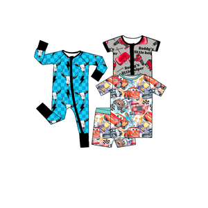 Romper Pendek Bambu Unisex dengan Cetak Kotak-Kotak Biru Merah untuk Hari 4 Juli yang Dapat Disesuaikan, Bernapas, dan Dilengkapi Resleting Dua Arah. - Product Image 6