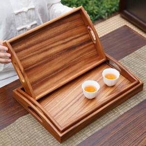 Bandeja de Servicio de Desayuno de Madera de Bambú Personalizable, Grande, Mediana, Pequeña y Mini, con Asas para Comida, Cena, Otomana, Bandeja de Café - Product Image 3