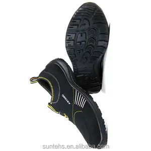 AS051 S1P sepatu keamanan jari kaki baja kain inti jagung hitam Sol dalam spons elastis tinggi dengan lapisan Sandwich