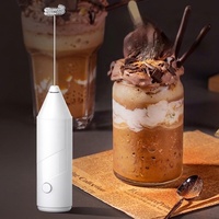 Mousseur à lait électrique rapide BAMBUS en acier inoxydable 304, mousseur à lait portable pour les cafés