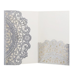 Invitaciones de boda al por mayor, invitaciones de papel con purpurina cortadas a láser, tarjetas de invitación plateadas para boda - Product Image 2