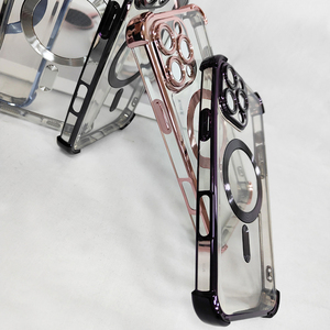 Étui de téléphone de haute qualité à bas prix, série 17, gel de silice liquide, plaqué or, protection magnétique anti-chute, support de cadre d'appareil photo - Product Image 3