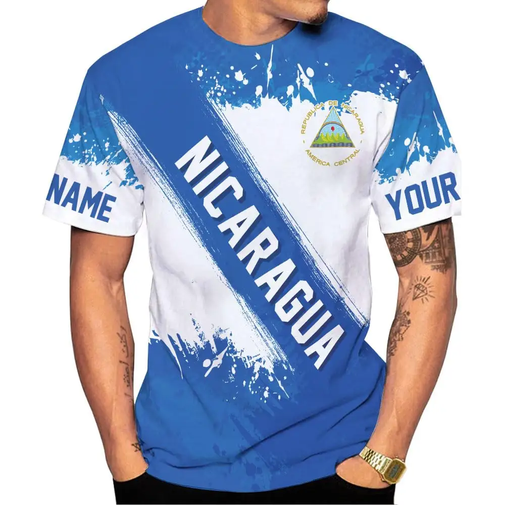 Custom Uw Naam Logo Mannelijke T-Shirt Gepersonaliseerde Nicaragua El Salvador Shirt Buiten Straat Grappige Tops Met Fabriek Outlet Tee