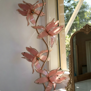 Lámpara de Pie con Forma de Flor, 4 Cabezas, Pantalla de Vidrio Rosa, LED E26, Lámpara de Pie Moderna y Alta para Sala de Estar o Dormitorio - Product Image 1