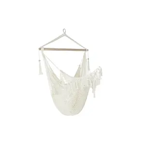 COTTON <b>HANGING</b> <b>CHAIR</b> 100x50x130cm 100KGS Capacity with Fringes - Product Image 5