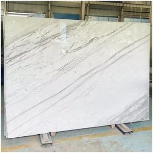 Dalle de marbre blanc Volakas grec poli avec veines grises douces pour comptoirs de cuisine, meubles de salle de bain, sols, murs, villas et hôtels - Product Image 4
