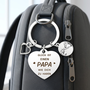 Llavero de acero inoxidable con dijes de corazón y mano, regalo para papá para el Día del Padre - Product Image 6