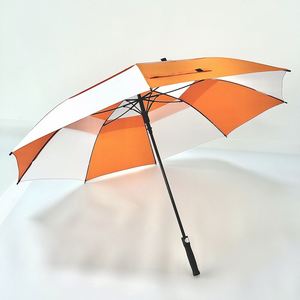 Grand parapluie de golf noir ventilé, résistant aux intempéries, à double couche, avec poignée en caoutchouc, cadeau d'affaires, structure en fibre de verre, tissu pongé 190T - Product Image 3