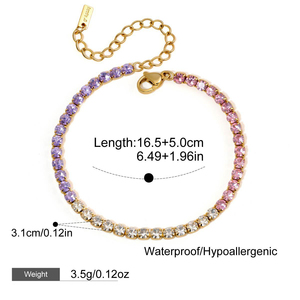 Bracelet tennis en acier inoxydable 316L Novirassine, bracelet empilable en cristal <span class=keywords><strong>dégradé</strong></span>, cadeau de bijoux de luxe pour anniversaire pour femmes - Product Image 3
