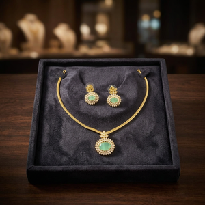 High Quality Fancy Collection Latest Designed Ethnic Gold Plated Geometric Pearl Wedding Necklace Earring Ring <b>Set</b> Women's - Product Image 2