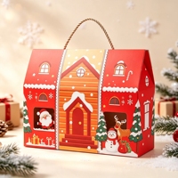 Boîte cadeau de Noël personnalisée en forme de maison rigide avec poignée et fenêtre en matériaux recyclés pour l'emballage de bonbons et de biscuits