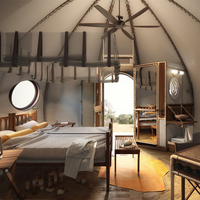 Snail - Tente de glamping de luxe avec cadre en acier robuste, salle de bain, maison de type pod imperméable pour l'habitation