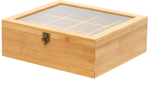 Porte-sachets de thé écologique multifonctionnel, organiseur de rangement divisé pour comptoir, en bambou naturel - Product Image 5