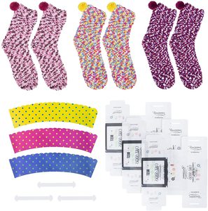 Torta fatto da te letto interno accogliente in <span class=keywords><strong>pile</strong></span> invernale soffice e soffice calze pelose donna ragazze donna con scatole regalo involucri per Cupcake - Product Image 6