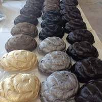 Q6 100% Densité, nœuds invisibles, dentelle suisse naturelle, ligne de cheveux naturelle, côté peau, 1B80 gris, cheveux humains, postiches pour homme âgé