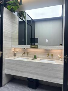 Moderno Beige travertino in pietra naturale lavabo da bagno lavabo da tavolo da lavoro <span class=keywords><strong>per</strong></span> Villa decorazione d'interni vanità - Product Image 6