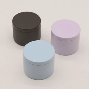 4 ounce Round Light Blue Pink Black Edgeless Seamless Metal Tin Candle Containers 4oz