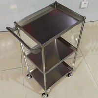 Chariot de rangement de salon en acier inoxydable à 3 niveaux, 4 roues, argenté, écologique, design minimaliste, pour salons et hôtels (vente en gros)