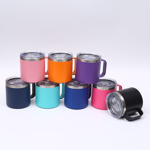 Insulated Coffee Travel Mug Lid Handle 14 oz Stainless Steel Metal Coffee Cup <b>Double</b> <b>Wall</b> Vacuum Insulated Tumbler BPA Free - Product Image 1