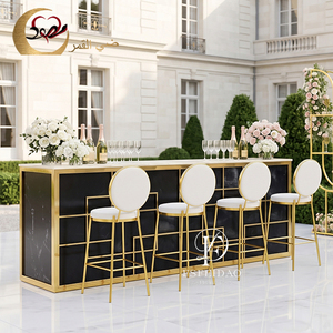 Wedding Contemporary Modern Stainless Steel Frame PVC Commercial <b>Folding</b> Bar Counter for Home Bar Hotel and Living Room Use - Product Image 3