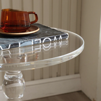 Table basse ronde transparente minimaliste moderne de luxe, table d'appoint compacte mobile en acrylique pour canapés, salons, usage domestique