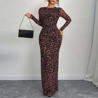 T26380  Gaun Wanita Elegan Slim Fit Lengan Panjang Feminin Model Ketat Berbahan Mesh dengan Aksen Pinggang
